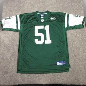 New York Jets Jersey Mens 2XL Green #51 Jonathan Vilma Reebok NFL Football Logo